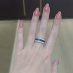 14K White Gold, Diamond, and Sapphire Anniversary Band