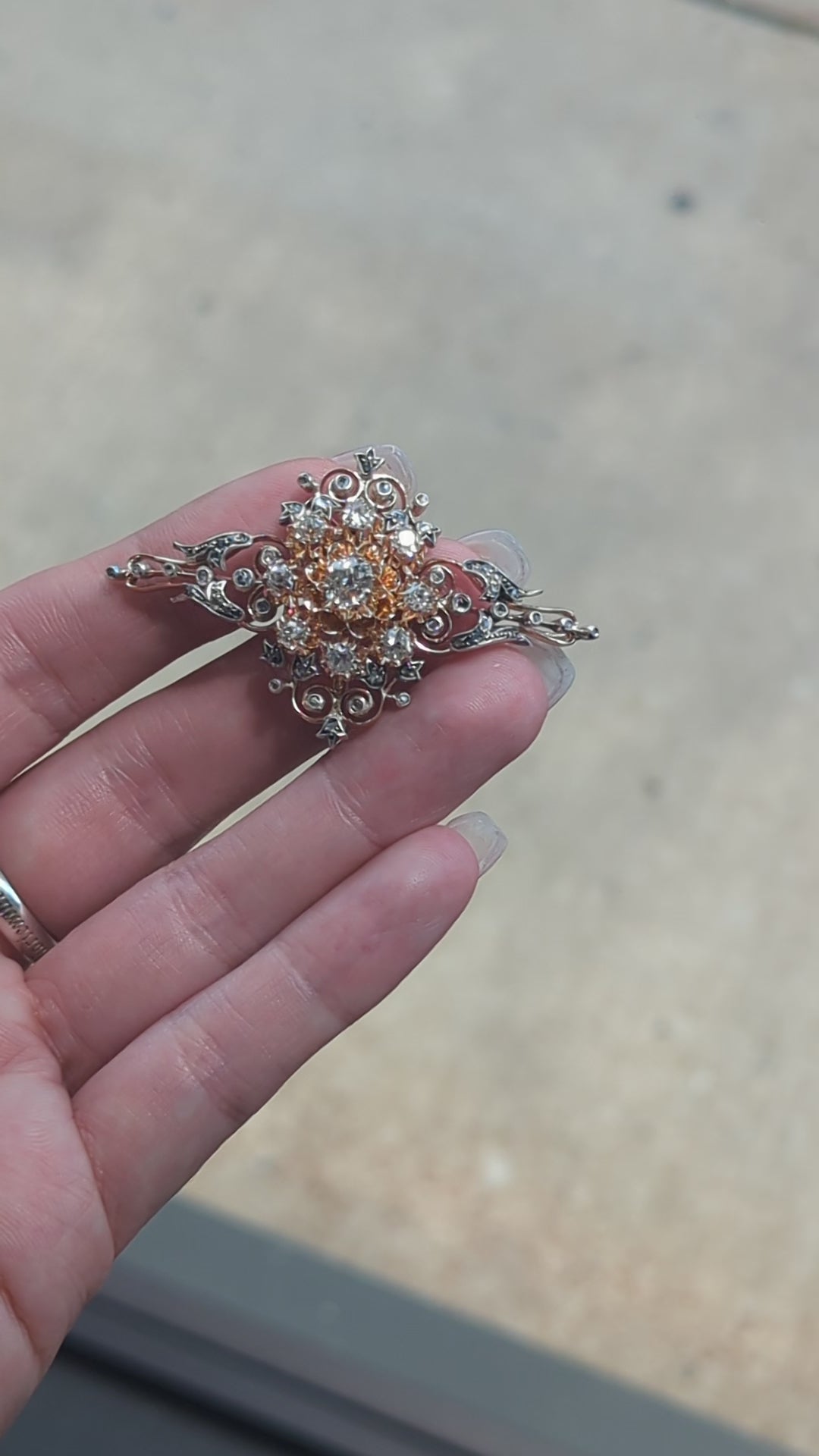 Vintage 14K Gold and Sterling Silver Pendant / Broach