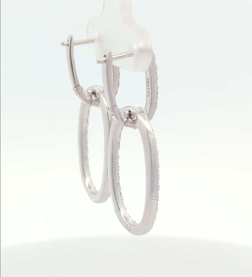 14K White Gold Double Link Earrings with Natural Diamonds
