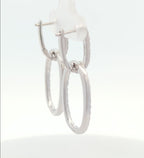 14K White Gold Double Link Earrings with Natural Diamonds