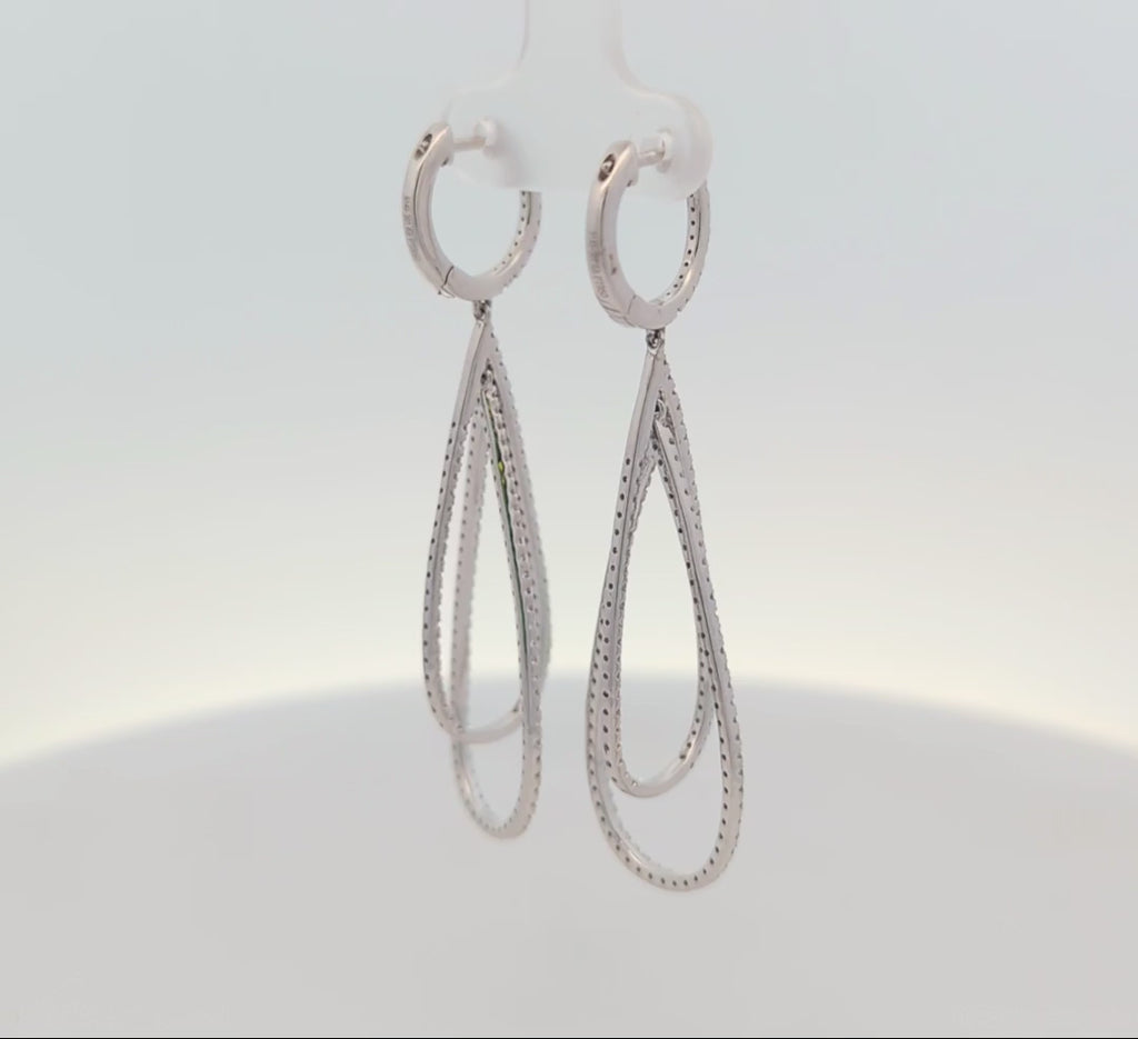 14K White Gold "Whisk" Diamond Earrings