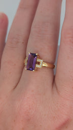 14k Yellow Gold Geometric Amethyst Ring