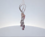 Vintage 14K White Gold Dangle Garnet and Tanzanite Earrings