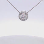 14k White Gold Lab Grown Diamond Double Halo Necklace