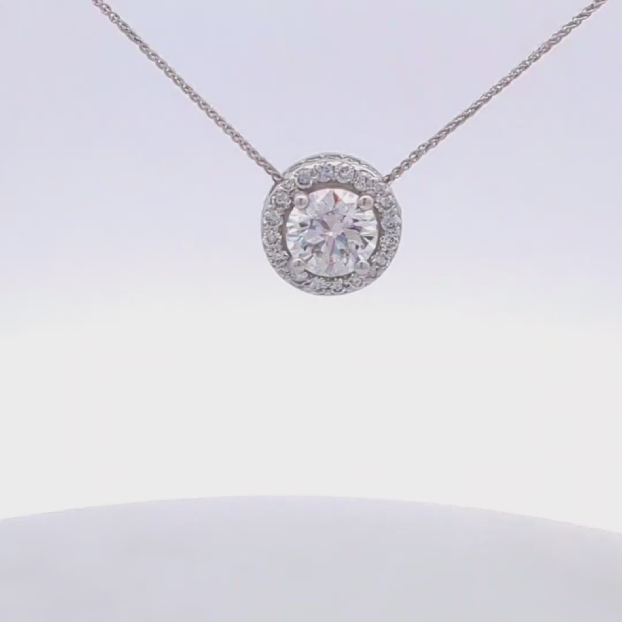14k White Gold Lab Grown Diamond Double Halo Necklace