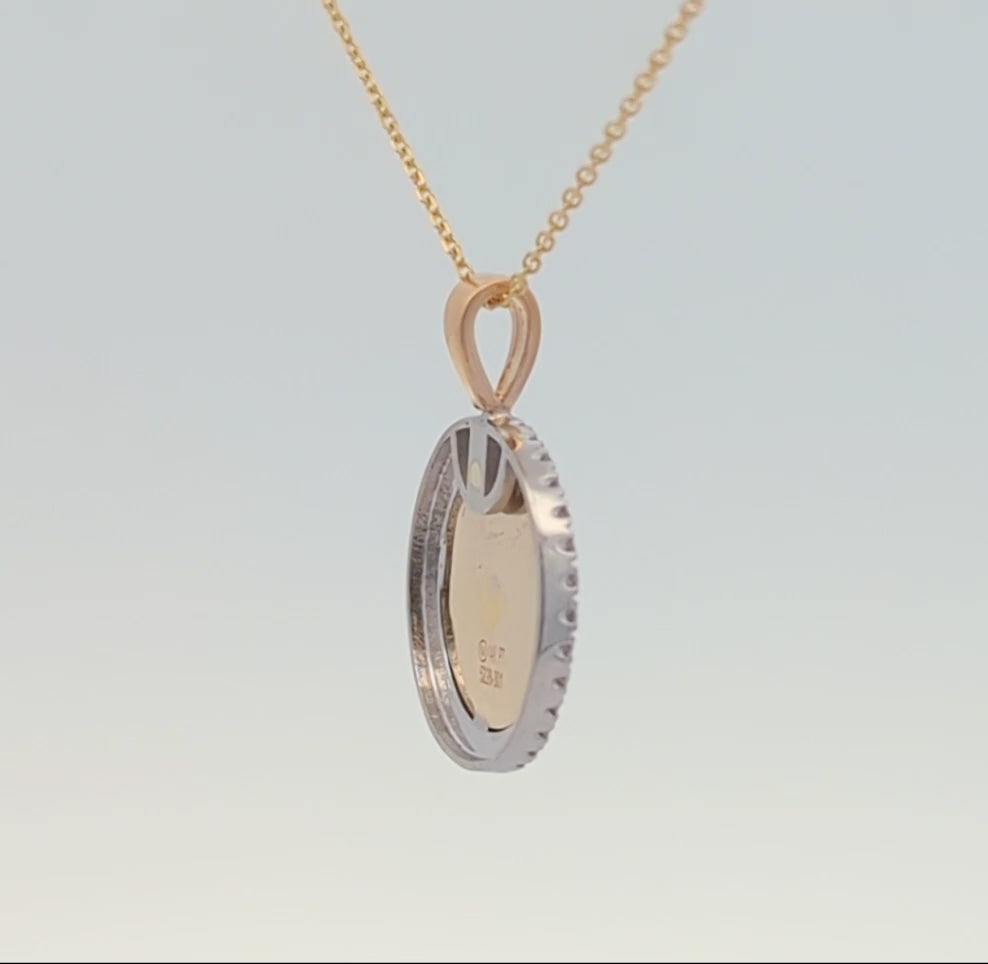 14K Yellow Gold Fluted Medallion with Natural Diamonds