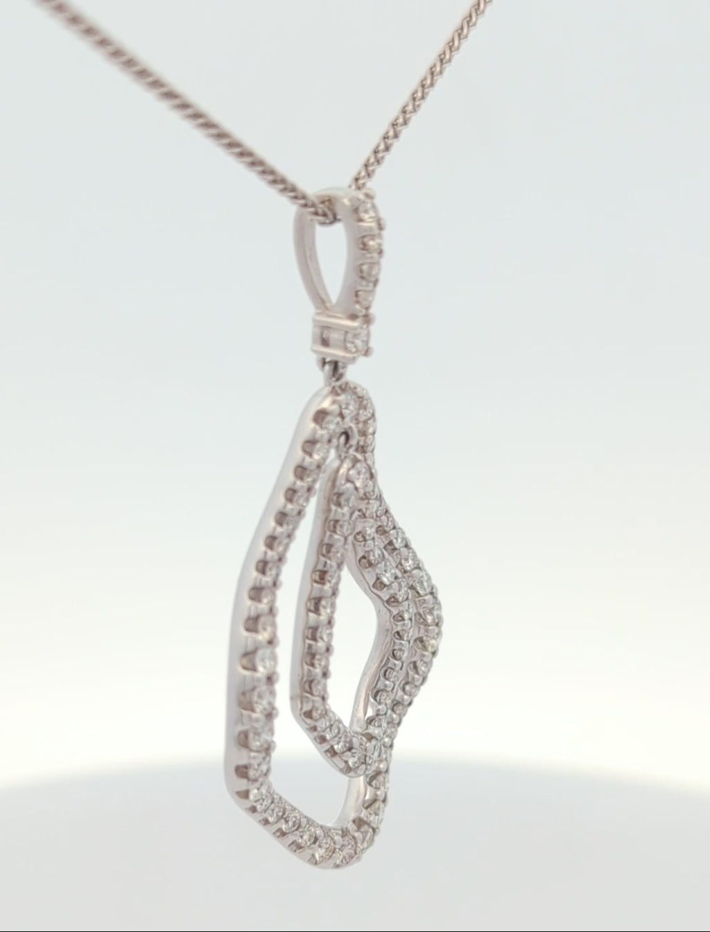 14K White Gold Open Diamond Necklace