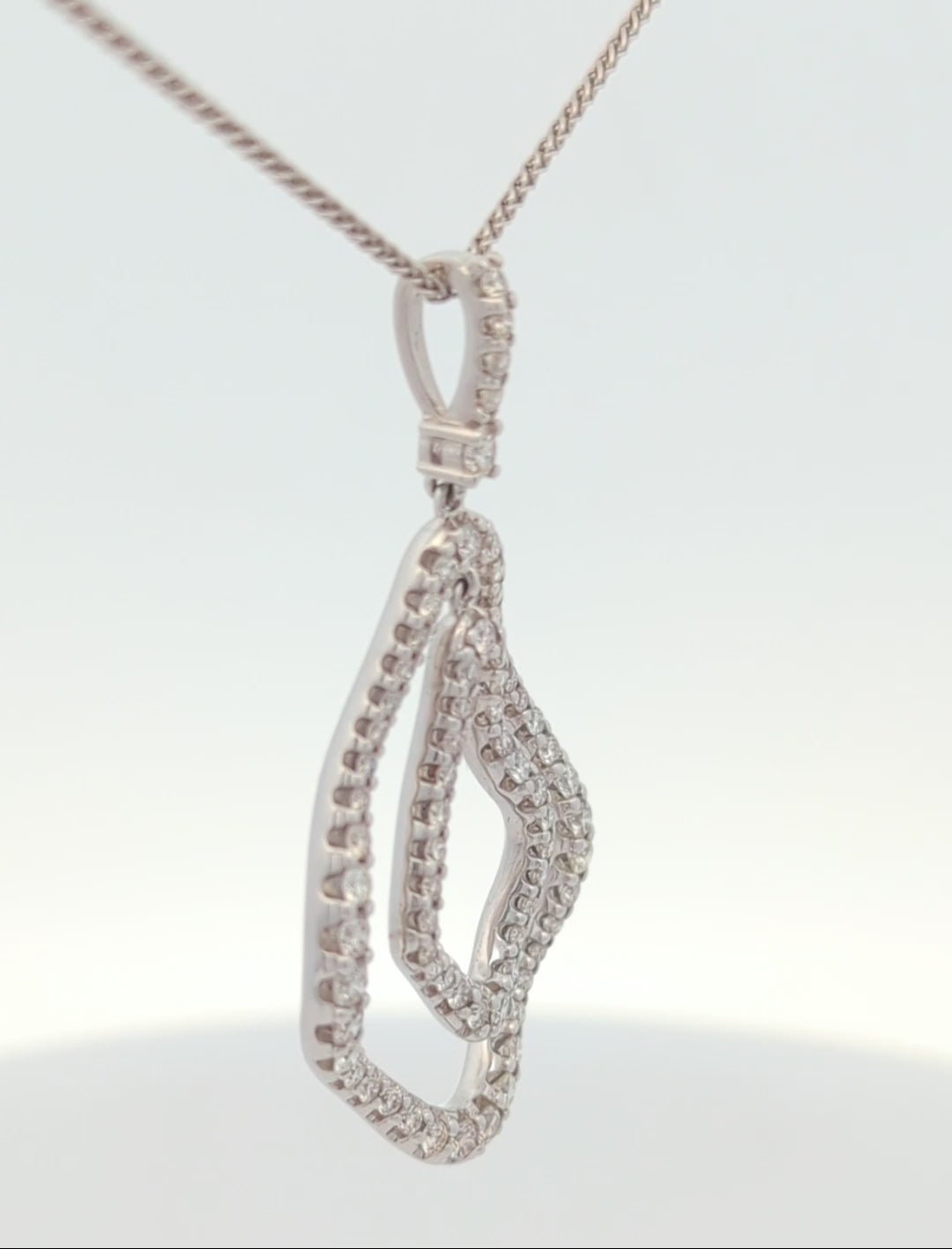 14K White Gold Open Diamond Necklace