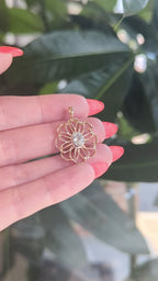 Vintage Floral Pendant with Old Mine Diamond