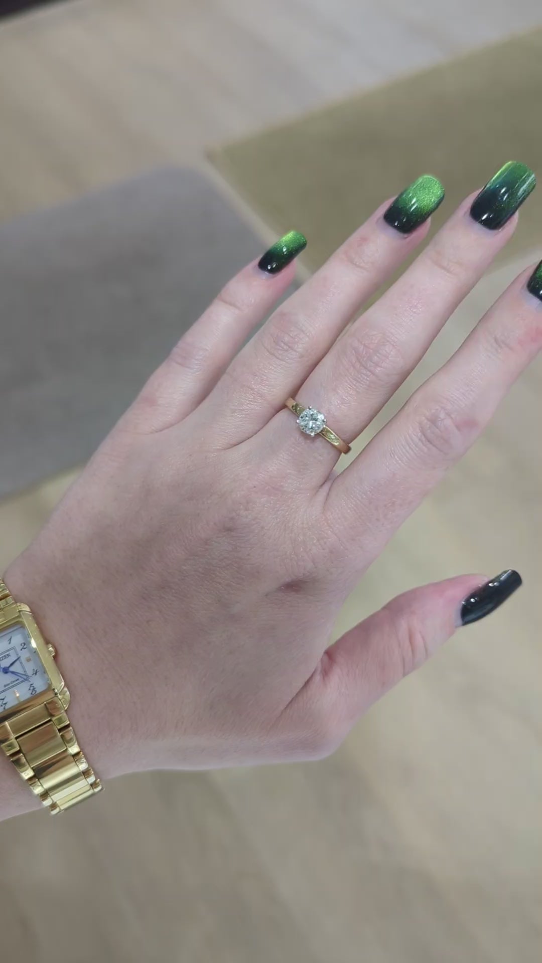 14K Yellow Gold Solitaire Diamond Engagement Ring