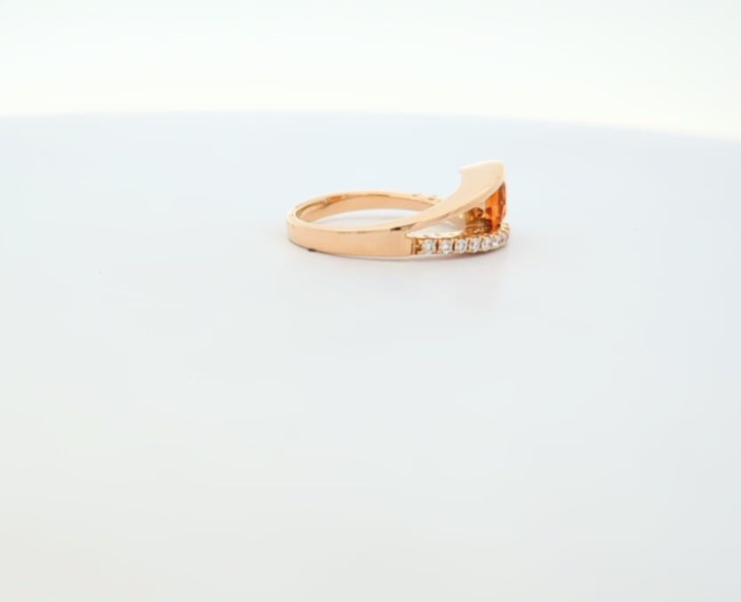 14K Yellow Gold Diamond and Citrine Ring