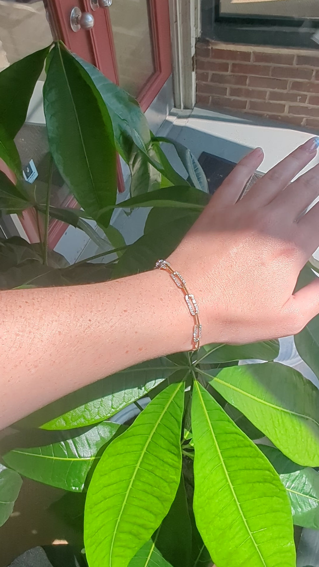 14K Yellow and White Gold Diamond Paperclip Tennis Bracelet