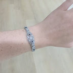 Vintage White Gold Filigree Bracelet with Diamond and Sapphire
