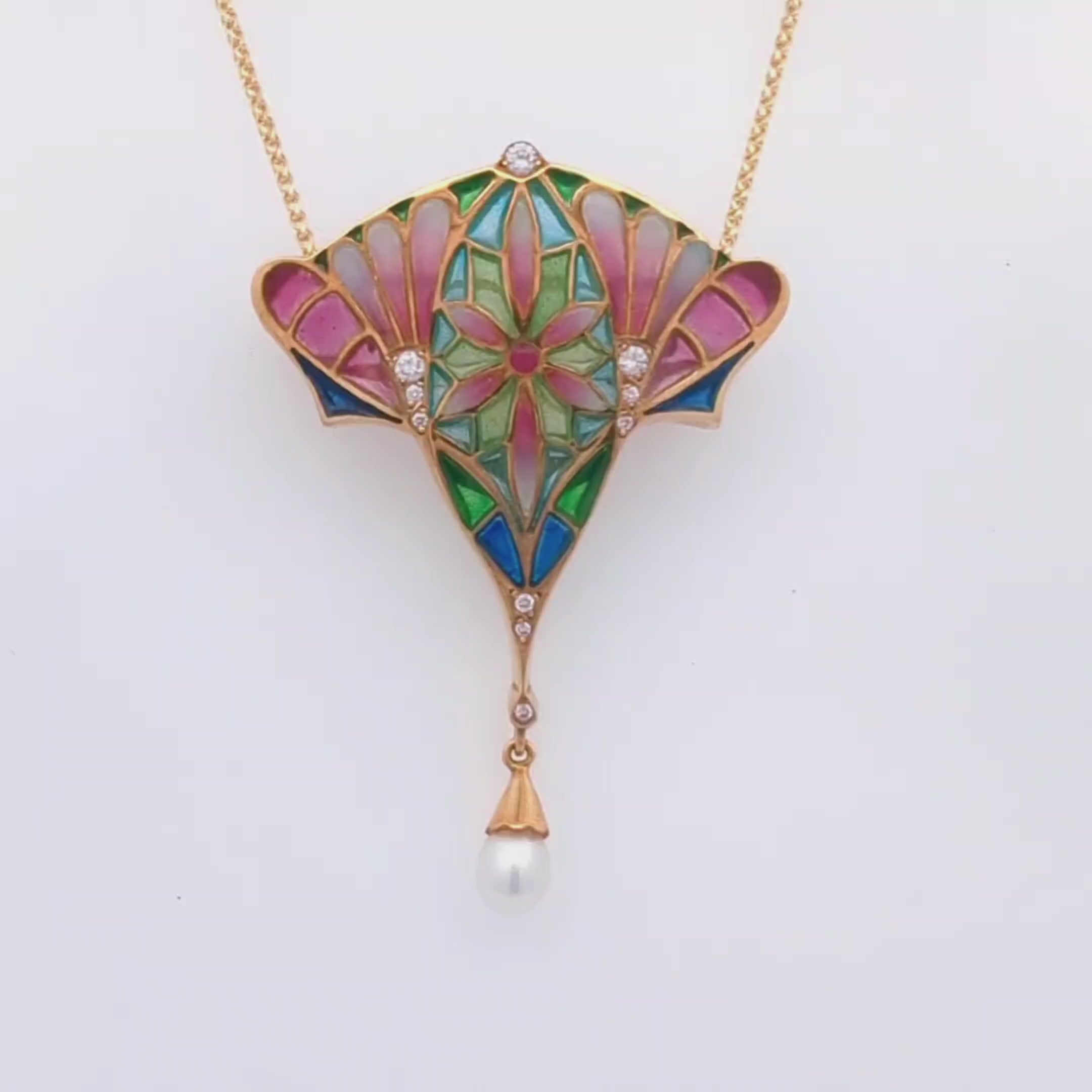 Vintage Enamel Nouveau 1910 Convertible Pin/Necklace