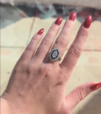 White Gold, Marquise Diamond, and Sapphire Cocktail Ring