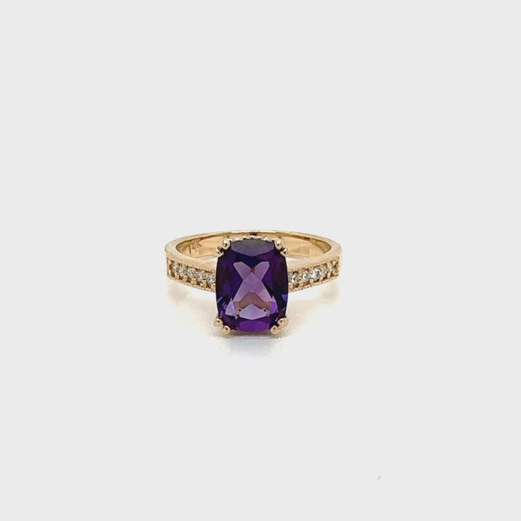 Soraya Amethyst & Diamond Ring in Yellow Gold