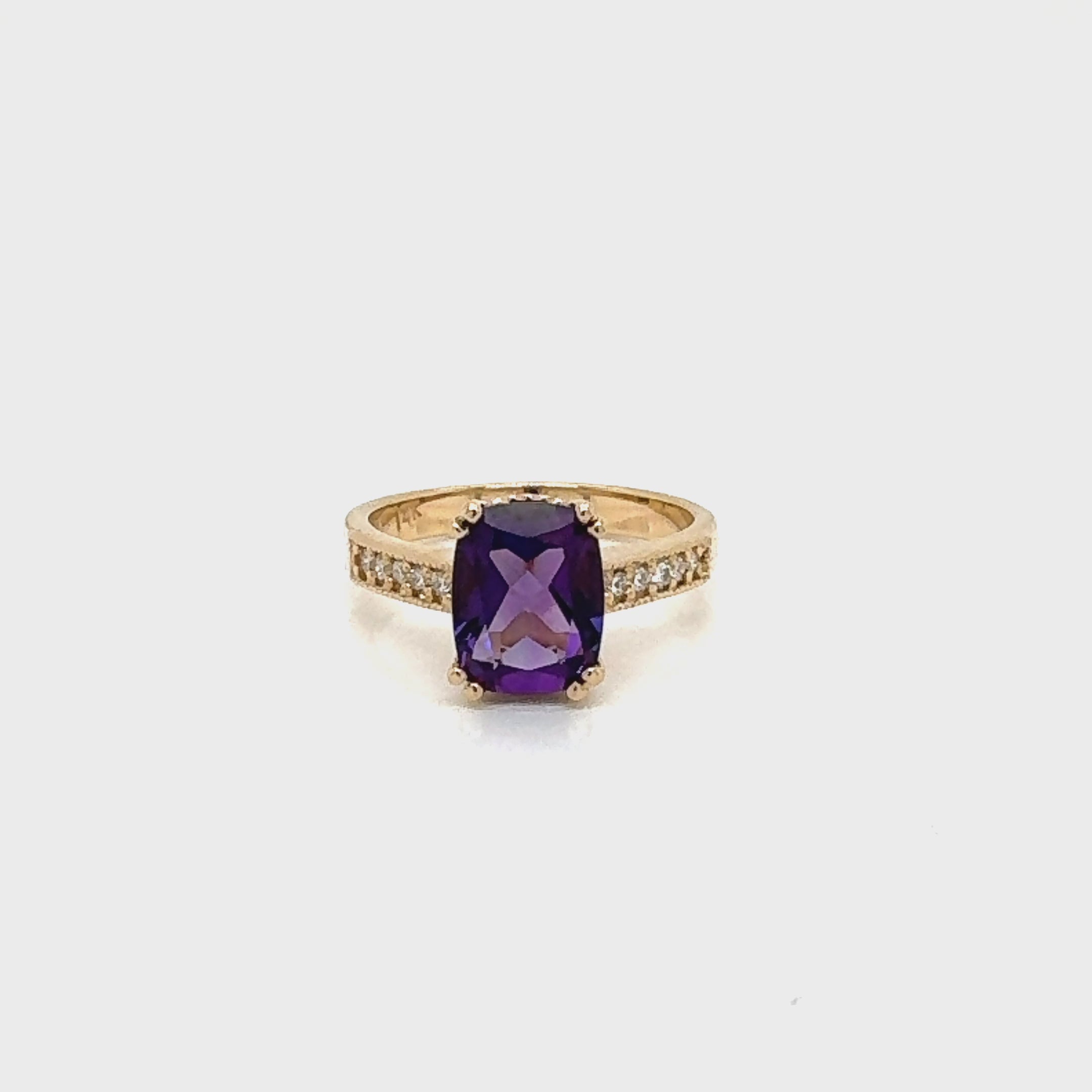 Soraya Amethyst & Diamond Ring in Yellow Gold