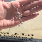 18K White Gold and Natural Diamond and Pearl Enhancer Pendant