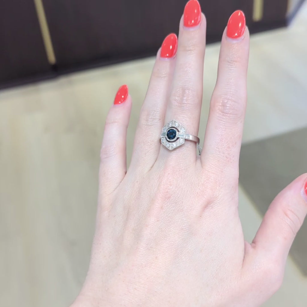 14K White Gold Ring with Untreated Australian Sapphire