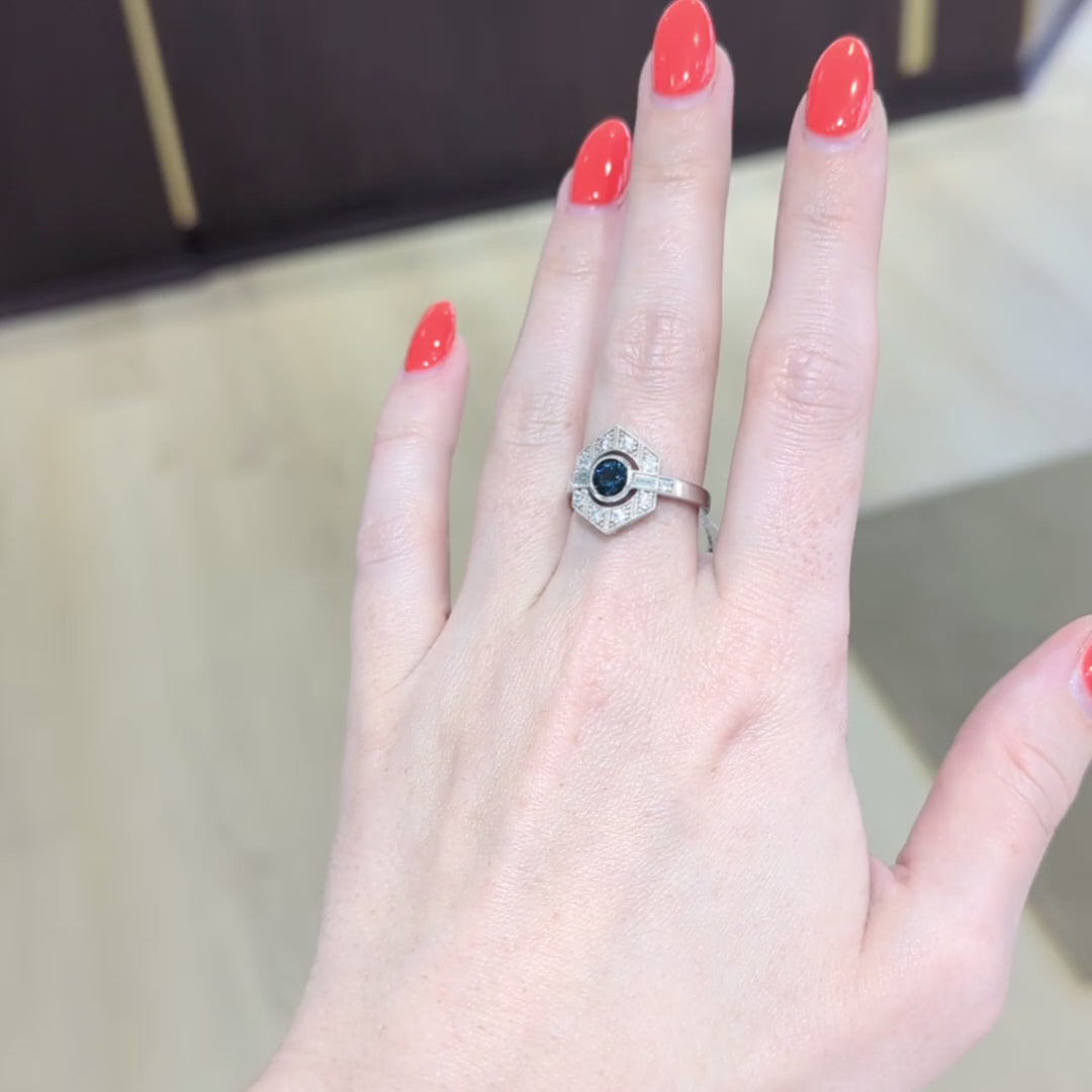 14K White Gold Ring with Untreated Australian Sapphire