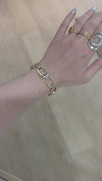 14K Yellow and White Gold Wide Bracelet