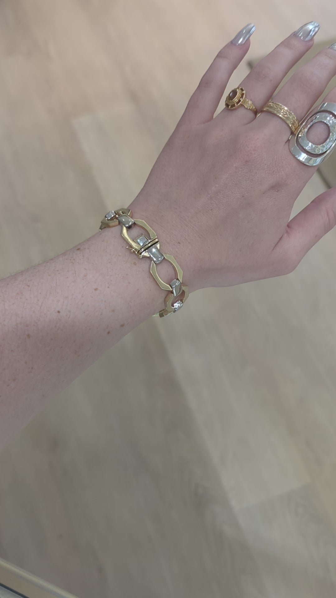 14K Yellow and White Gold Wide Bracelet
