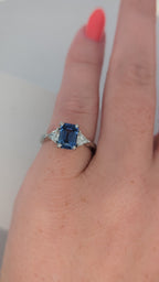 Platinum, Diamond, and Sapphire Ring