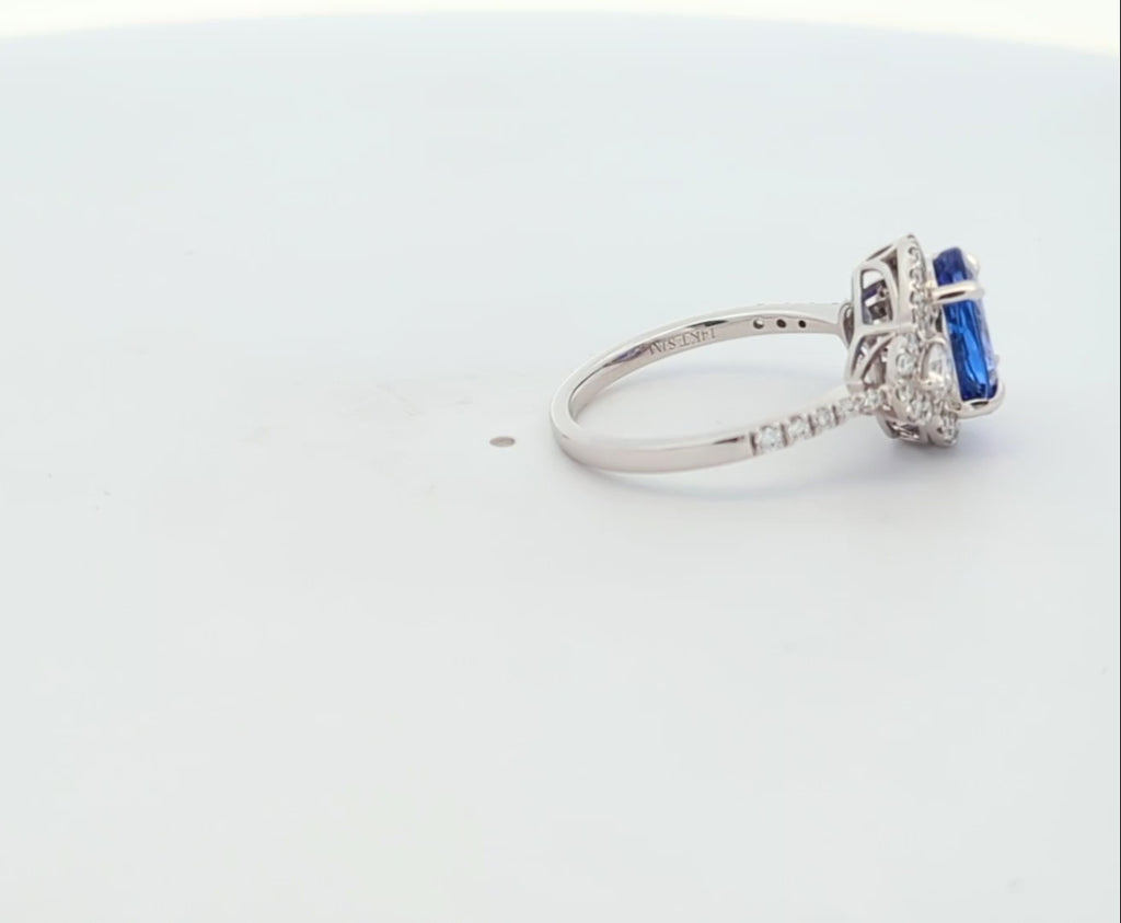 Tanzanite and Diamond Halo Ring