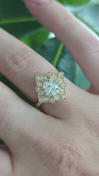 Floral Halo Engagement Ring [Made to Order]