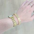 Etched 14K Yellow Gold Square Bangle