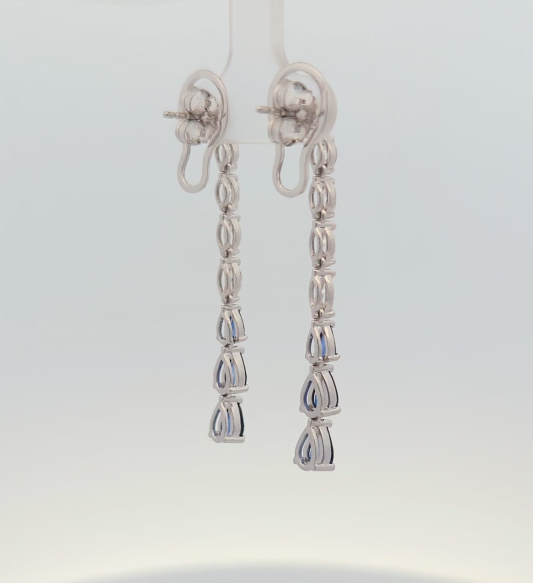 14K White Gold, Diamond, and Sapphire Earrings