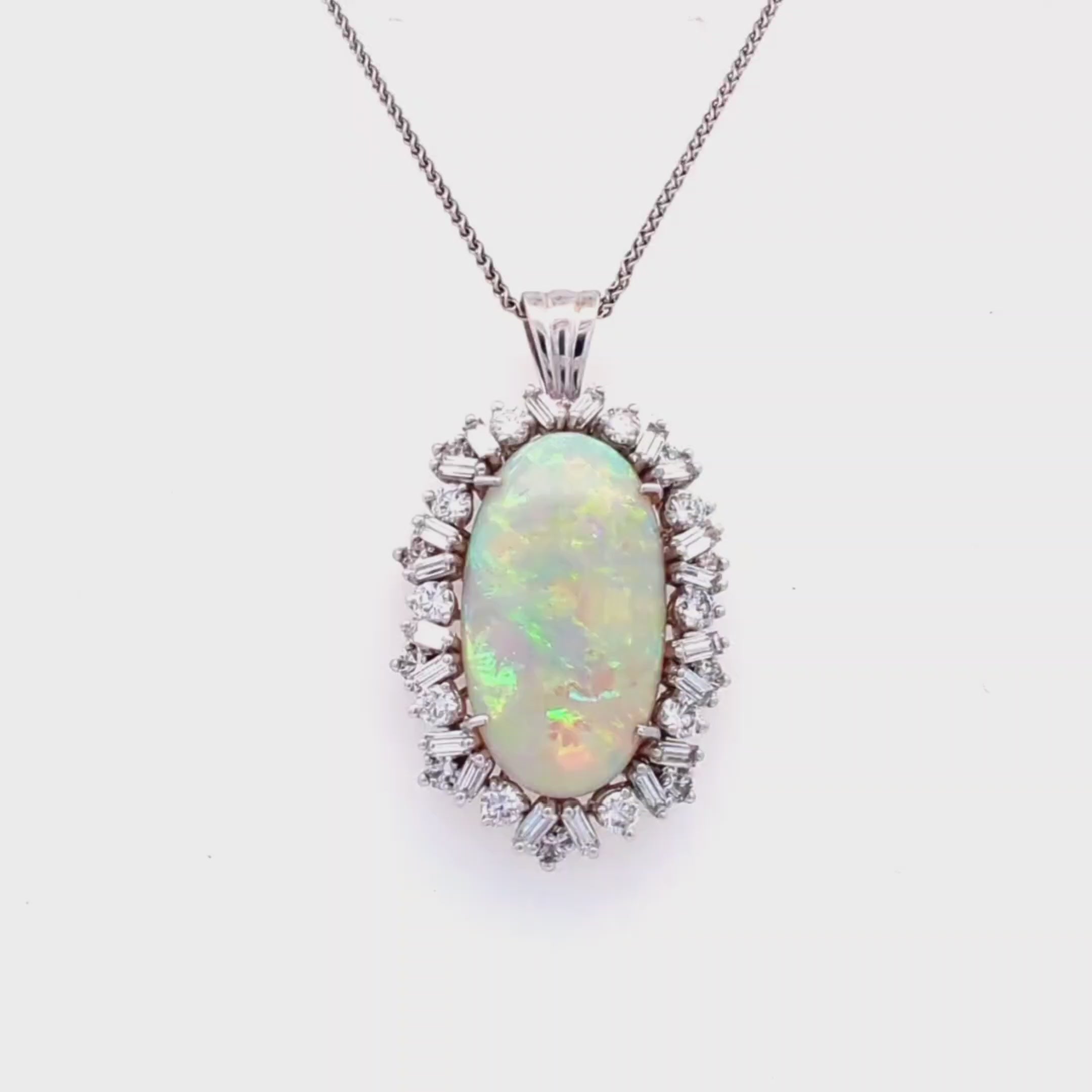 Vintage Opal and Diamond Pendant