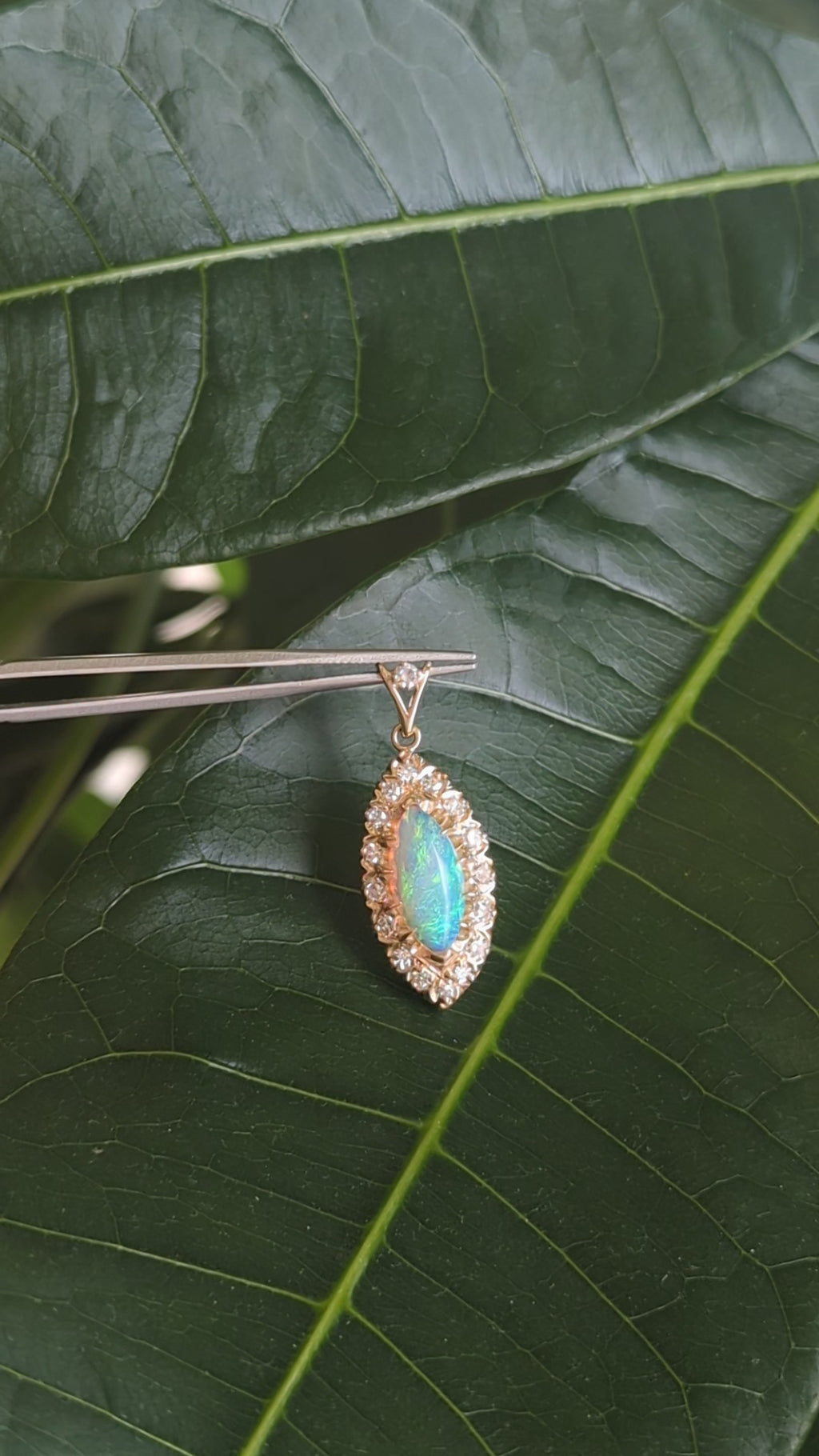 Vintage Opal and Diamond Pendant