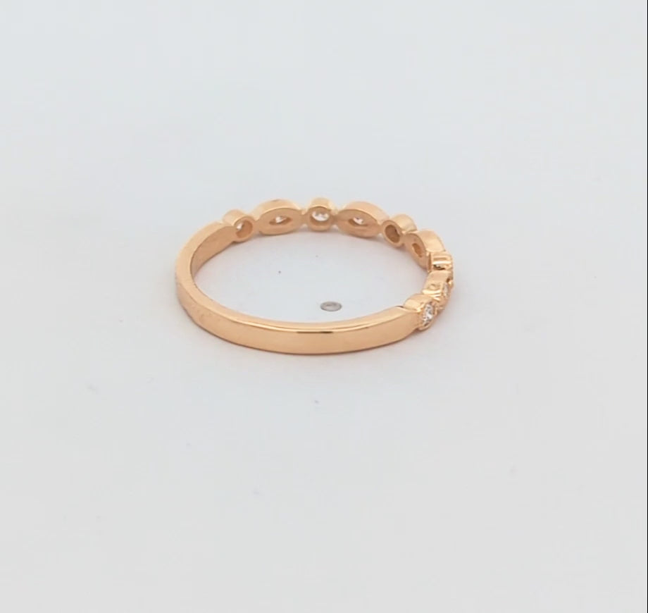 Dainty Marquise & Round-Shaped Millgrain Wedding Band