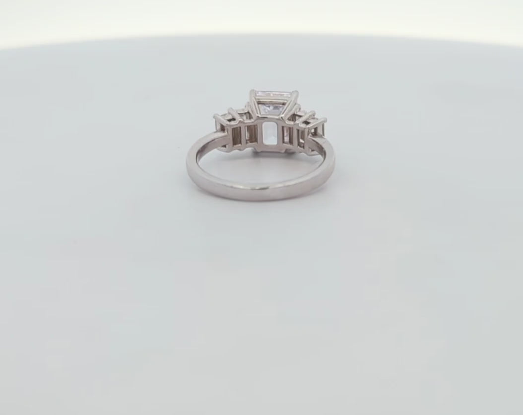 14K Gold Five-Stone Emerald Cut Engagement Ring [Made to Order]
