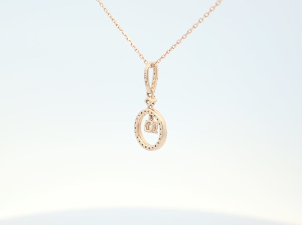 14K Yellow Gold Diamond Circle Pendant