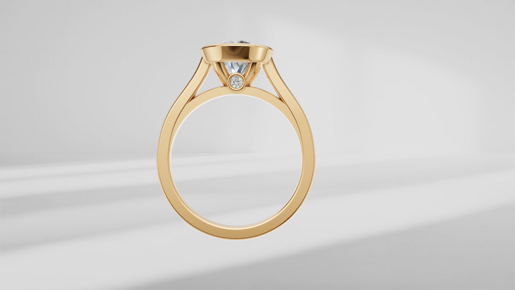 Bezel Set Cathedral Shank Engagement Ring [Made to Order]