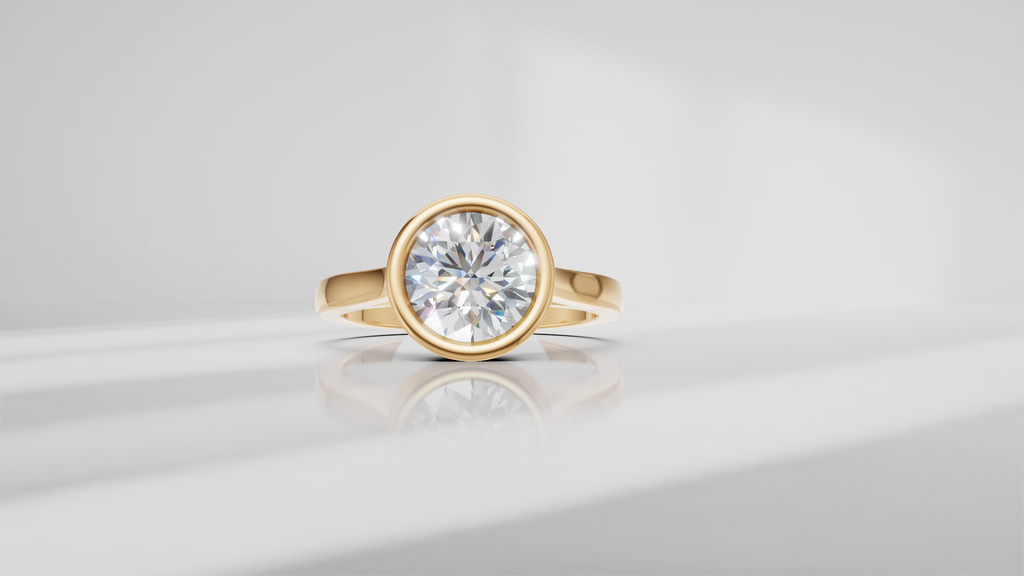 Bezel Set Cathedral Shank Engagement Ring [Made to Order]