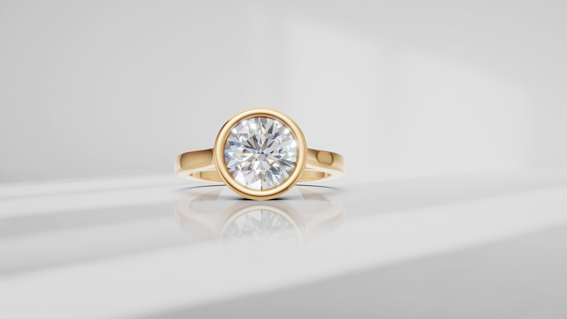 Bezel Set Cathedral Shank Engagement Ring [Made to Order]