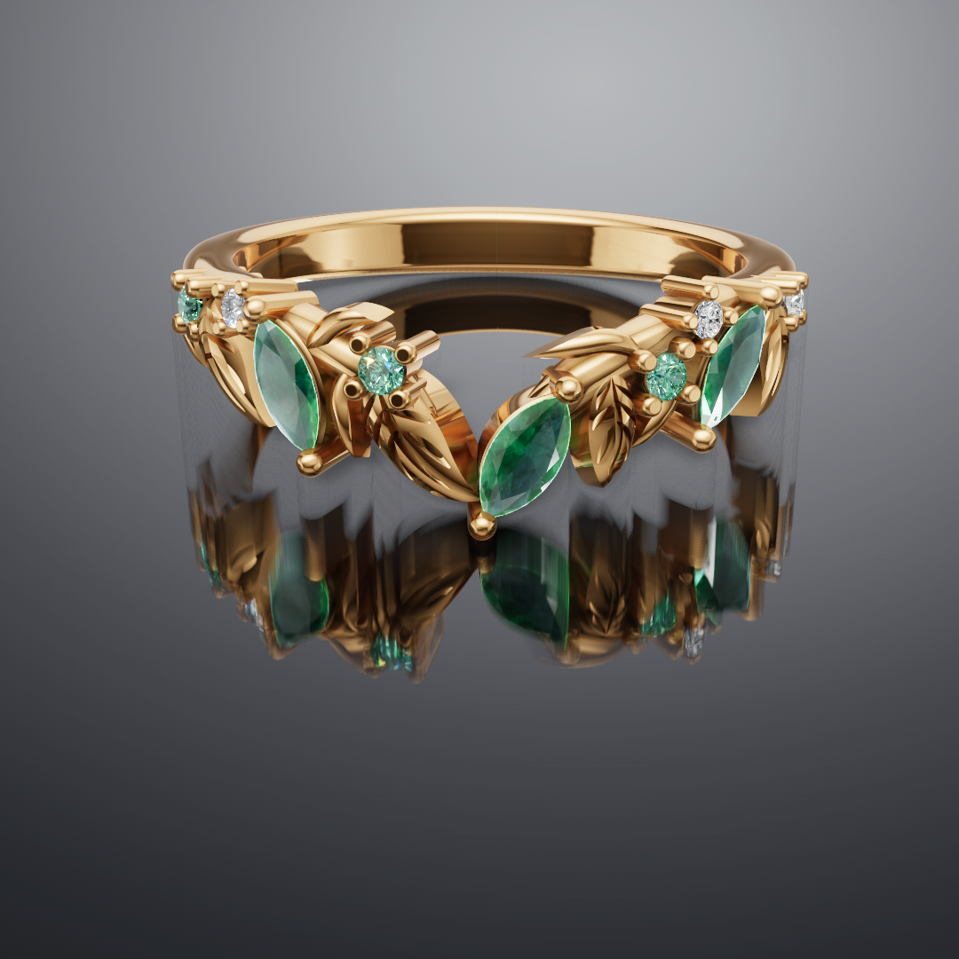 Floral Inspired Wedding Band [Made to Order]