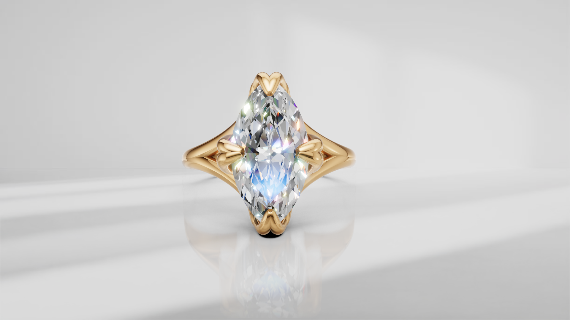 Tulip Head Marquise Shape Engagement Ring [Made to Order]