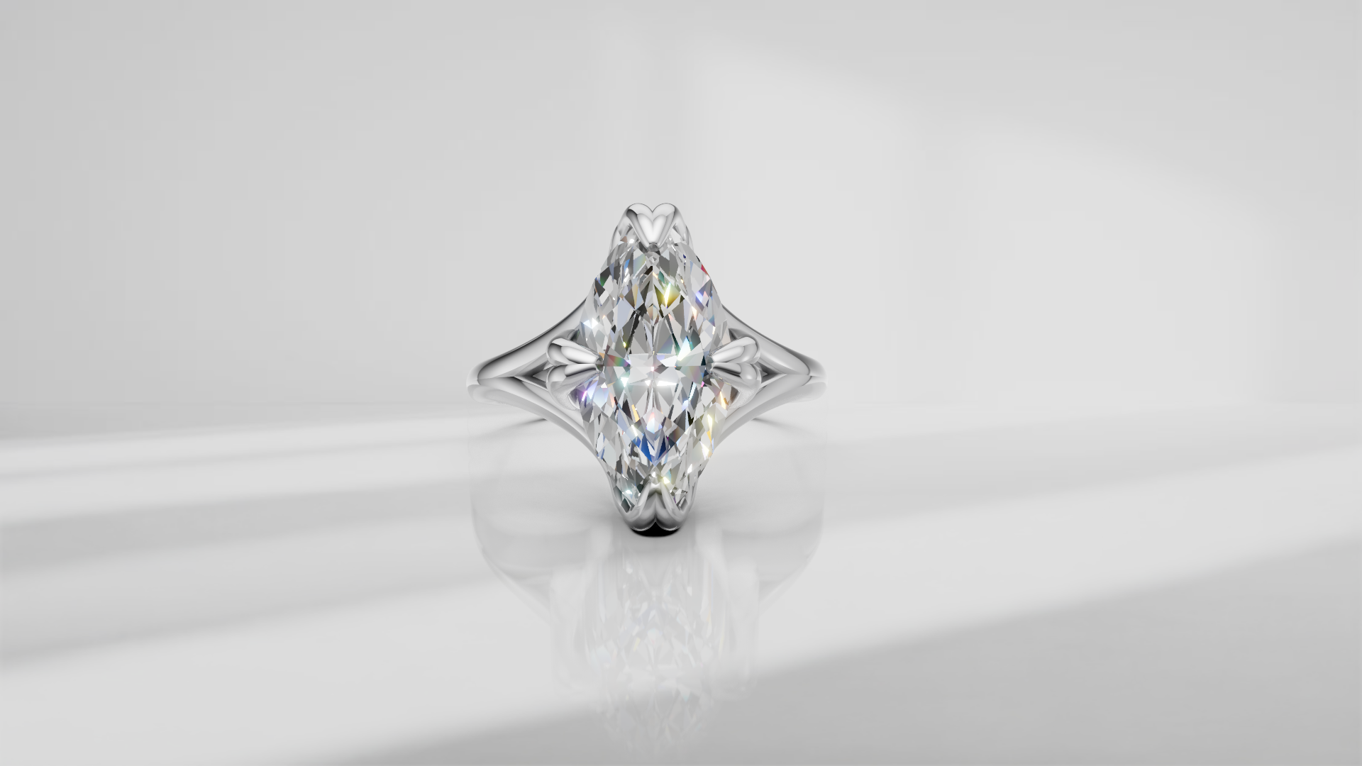 Tulip Head Marquise Shape Engagement Ring [Made to Order]