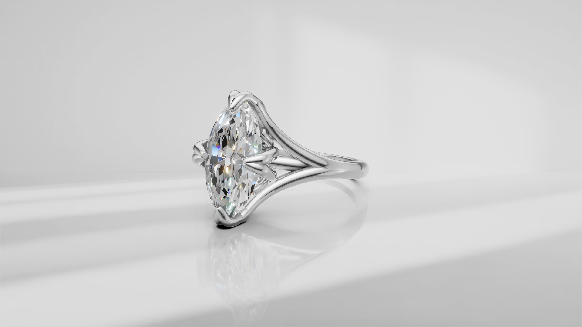 Tulip Head Marquise Shape Engagement Ring [Made to Order]