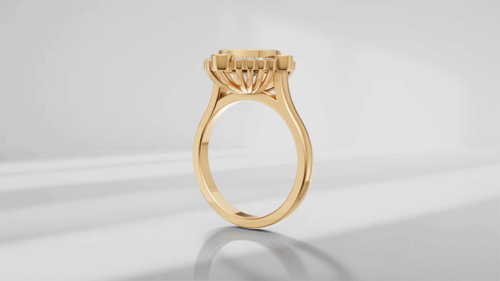Bezel-Set Halo Engagement Ring [Made to Order]