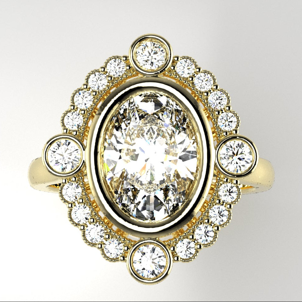 Bezel-Set Halo Engagement Ring [Made to Order]