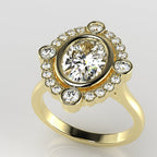 Bezel-Set Halo Engagement Ring [Made to Order]
