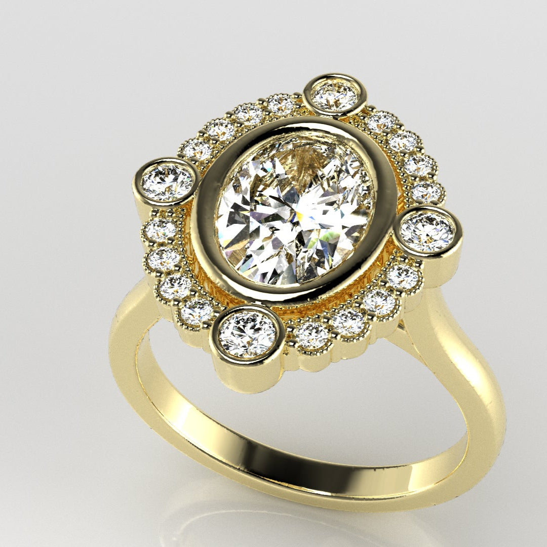 Bezel-Set Halo Engagement Ring [Made to Order]