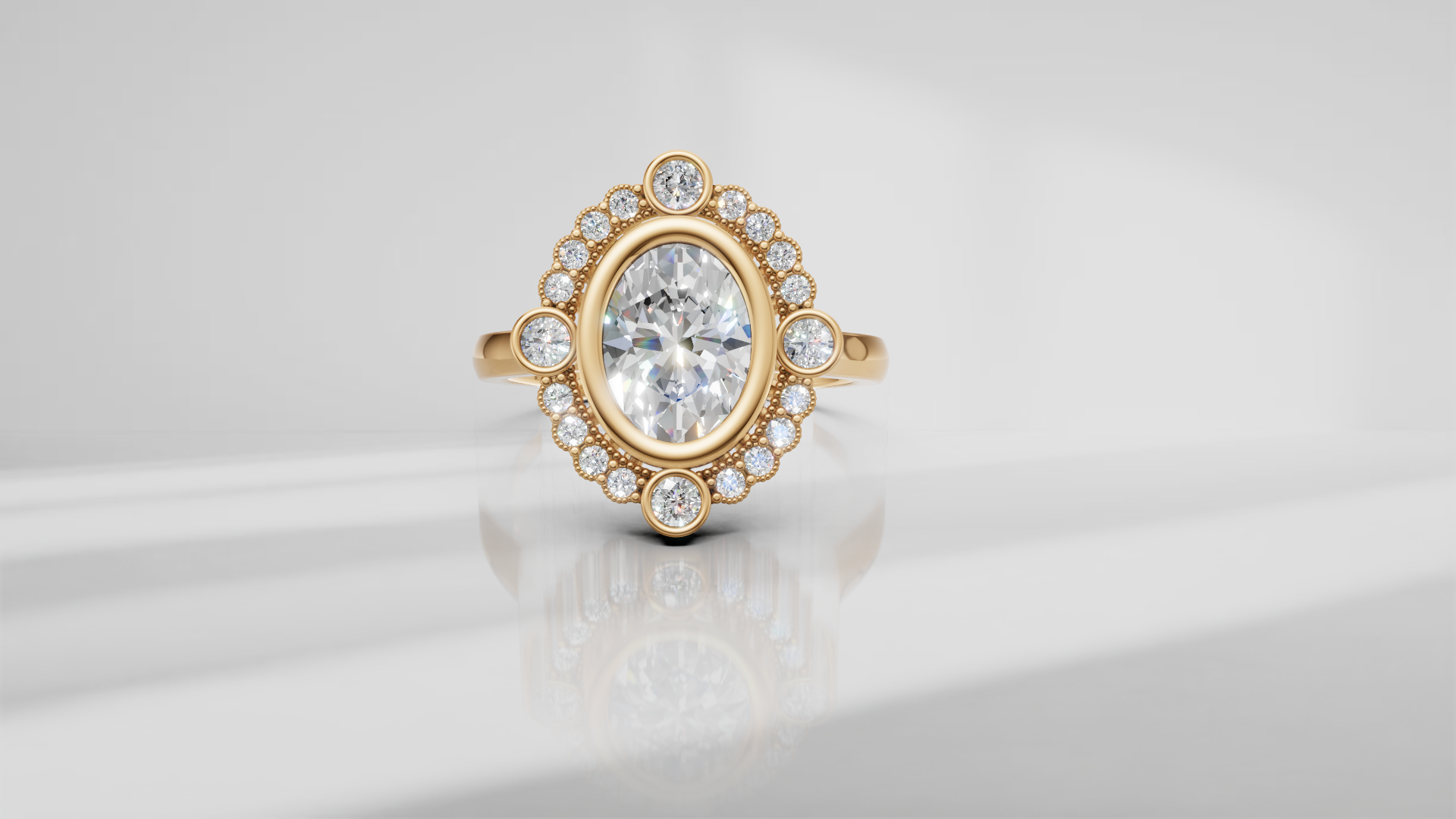Bezel-Set Halo Engagement Ring [Made to Order]