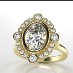 Bezel-Set Halo Engagement Ring [Made to Order]