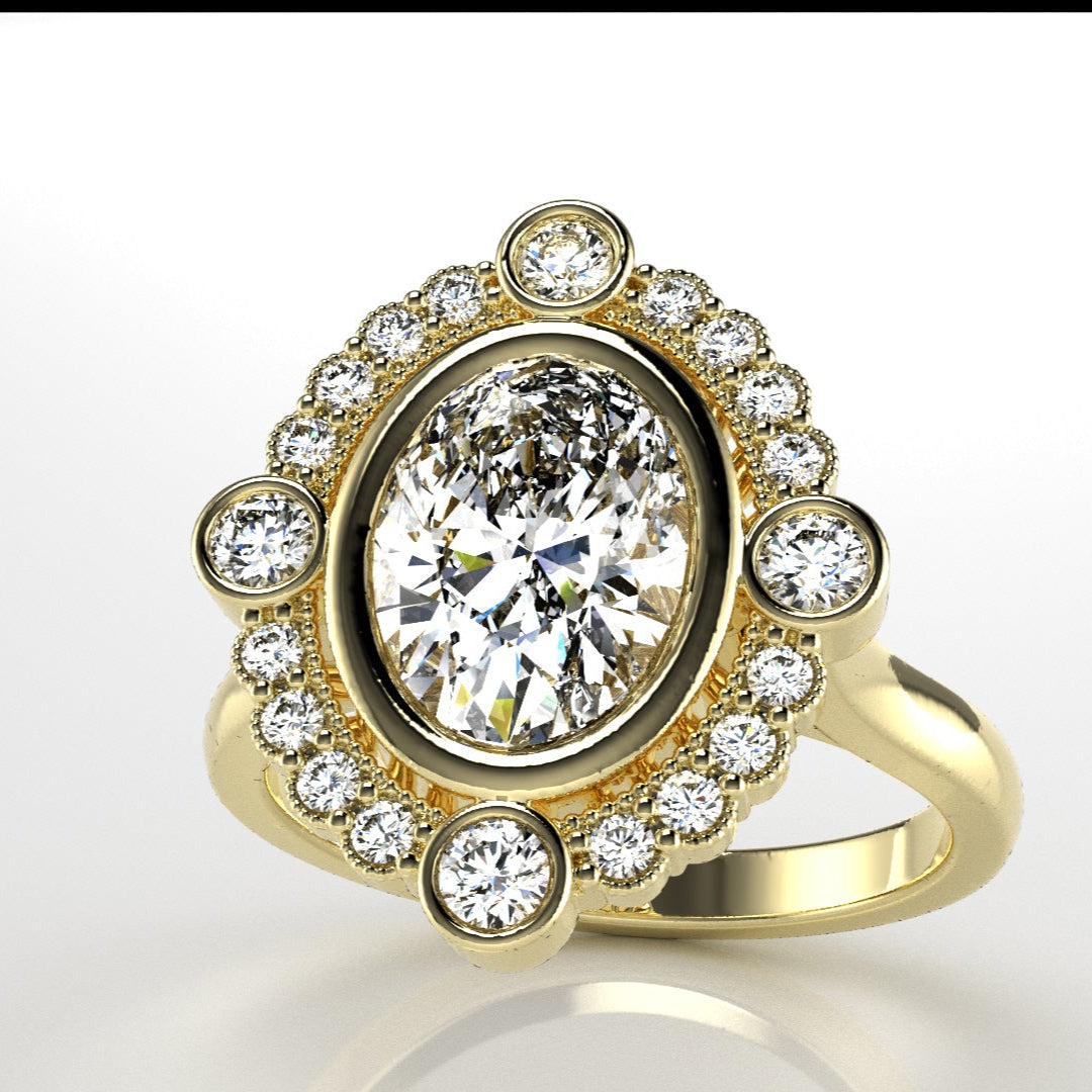 Bezel-Set Halo Engagement Ring [Made to Order]